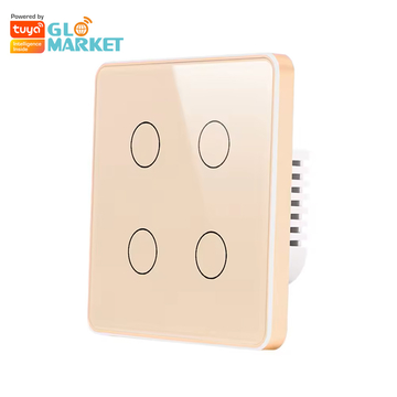 Glomarket EU Standard WiFi/Zigbee 4 gang Smart Electric Switches Voice Control Anti-scratch Panel Metal Frame Tuya WiFi Smart Light Switch