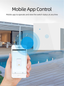 Glomarket Glass Panel Touch Wall Smart Switch 1Gang Eu Standard Smart Switch Tuya Smart Switch APP Control