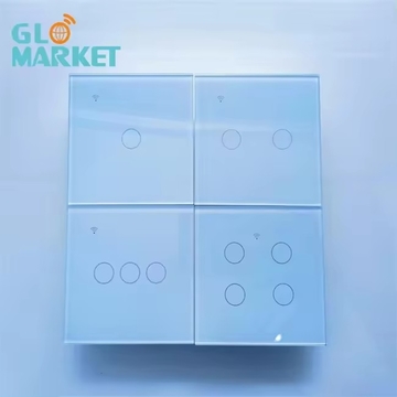 Glomarket Glass Panel Touch Wall Smart Switch 2Gang Eu Standard Smart Switch Tuya Smart Switch APP Control