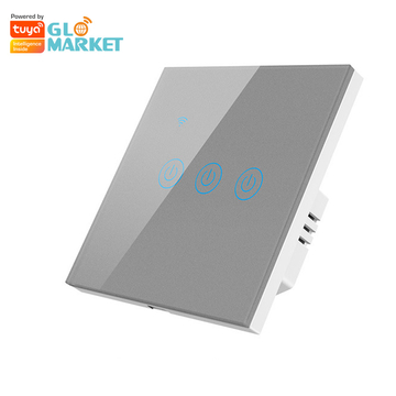 Glomarket Glass Panel Touch Wall Smart Switch 3Gang Eu Standard Smart Switch Tuya Smart Switch APP Control