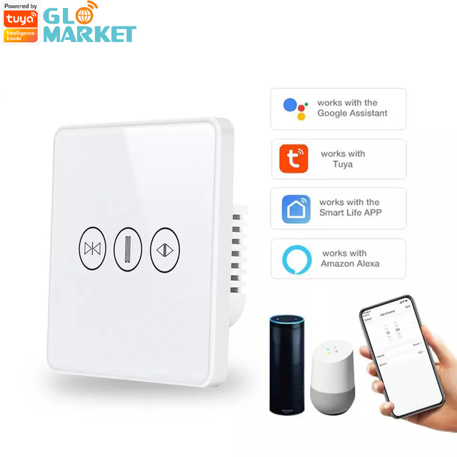 Smart Curtain Switch WiFi/Zigbee Voice Control Google Assistant Smart EU Standard Touch Screen Switch APP Garage Door Switch