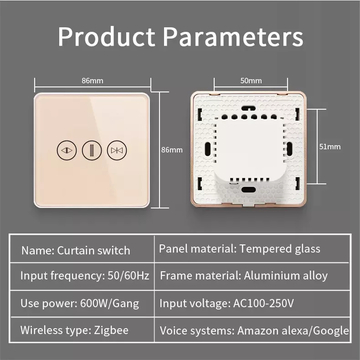 Smart Curtain Switch WiFi/Zigbee Voice Control Google Assistant Smart EU Standard Touch Screen Switch APP Garage Door Switch