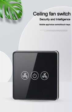 Glomarket Tuya Smart Wifi Fan Switch Eu Standard Glass Touch Wall Wireless App Remote Control Smart Touch Electrical Fan Switch