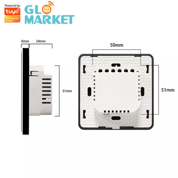 Glomarket Tuya Smart Glass Touch Button Wifi Smart Boiler Switch Alexa Voice Control EU Standard Water Heater Switch