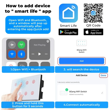 Glomarket 8 gang Tuya Wifi Smart Touch Switch