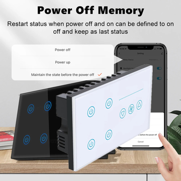 Wifi Tuya Light 4 Gang Switch Fan