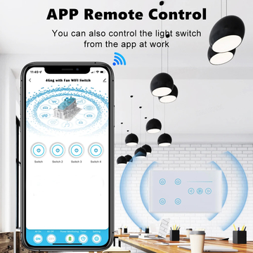 Wifi Tuya Light 4 Gang Switch Fan