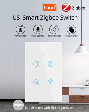 Glomarket Tuya Smart Wifi Wall Switch Us Standard Glass Touch Panel Light Switch