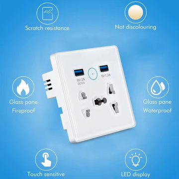 Glomarket Tuya Wifi Universal Smart Socket With Usb Charger