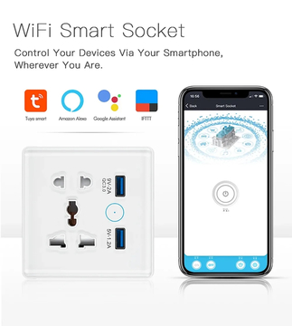 Glomarket Tuya Wifi Universal Smart Socket With Usb Charger