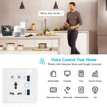 Glomarket Tuya Wifi Universal Smart Socket With Usb Charger