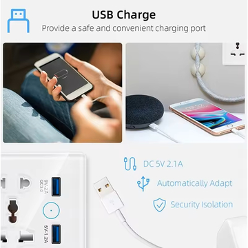 Glomarket Tuya Wifi Universal Smart Socket With Usb Charger