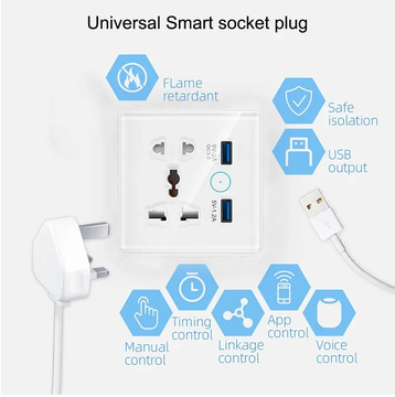 Glomarket Tuya Wifi Universal Smart Socket With Usb Charger