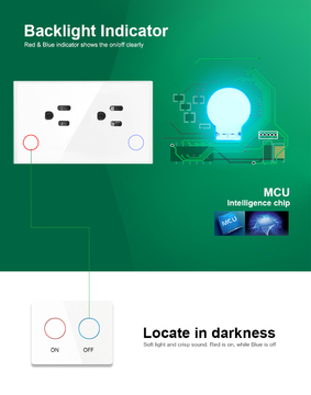 Glomarket APP Timing Schedule 15A US Tuya WiFi Smart Dual Socket