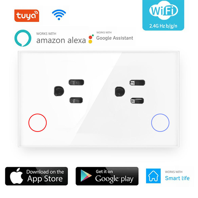 Glomarket APP Timing Schedule 15A US Tuya WiFi Smart Dual Socket